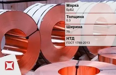 Бронзовая лента для декора 0,3х75 мм БрБ2 ГОСТ 1789-2013 в Талдыкоргане