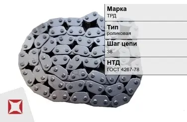 Цепь металлическая без покрытия х38 мм ТРД ГОСТ 4267-78 в Талдыкоргане