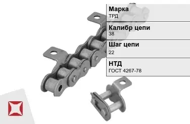 Цепь металлическая длиннозвенная 38х22 мм ТРД ГОСТ 4267-78 в Талдыкоргане