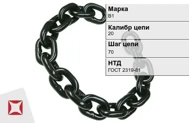 Цепь металлическая калиброванная 20х70 мм В1 ГОСТ 2319-81 в Талдыкоргане