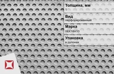 Лист нержавеющий перфорированный 08Х18Н10 1 мм в рулонах в Талдыкоргане