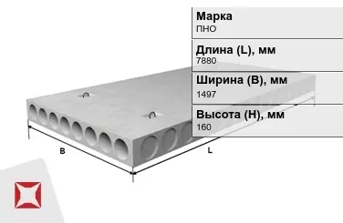 Облегчённые плиты перекрытия ПНО 79-15-4,5 7880x1497x160 мм в Талдыкоргане