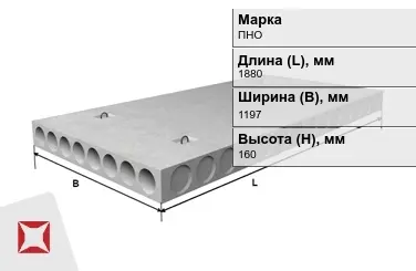 Облегчённые плиты перекрытия ПНО 19-12-10 1880x1197x160 мм в Талдыкоргане