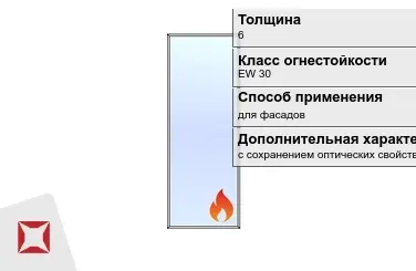 Огнестойкое стекло Pyropane 6 мм EW 30 с сохранением оптических свойств ГОСТ 30247.0-94 в Талдыкоргане