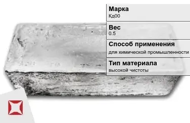 Слиток кадмия Кд00 0.5 кг для химической промышленности ГОСТ 22860-93 в Талдыкоргане