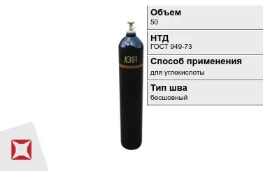 Стальной баллон ВПК 50 л для углекислоты бесшовный в Талдыкоргане